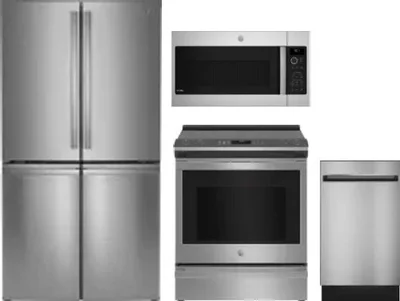 4 Piece Package Includes Refrigerator, Range, Microwave And Dishwasher